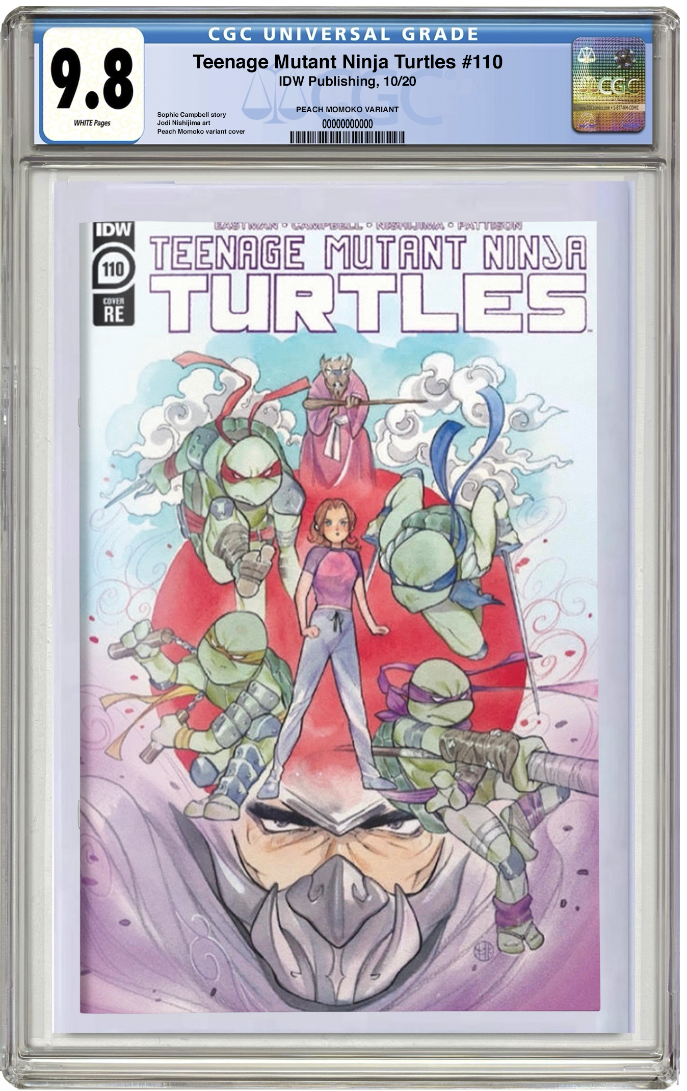 PREORDER: CGC 9.8 TMNT #110 (1st PREVIEW app. of Last Ronin!) Peach Momoko trade dress variant