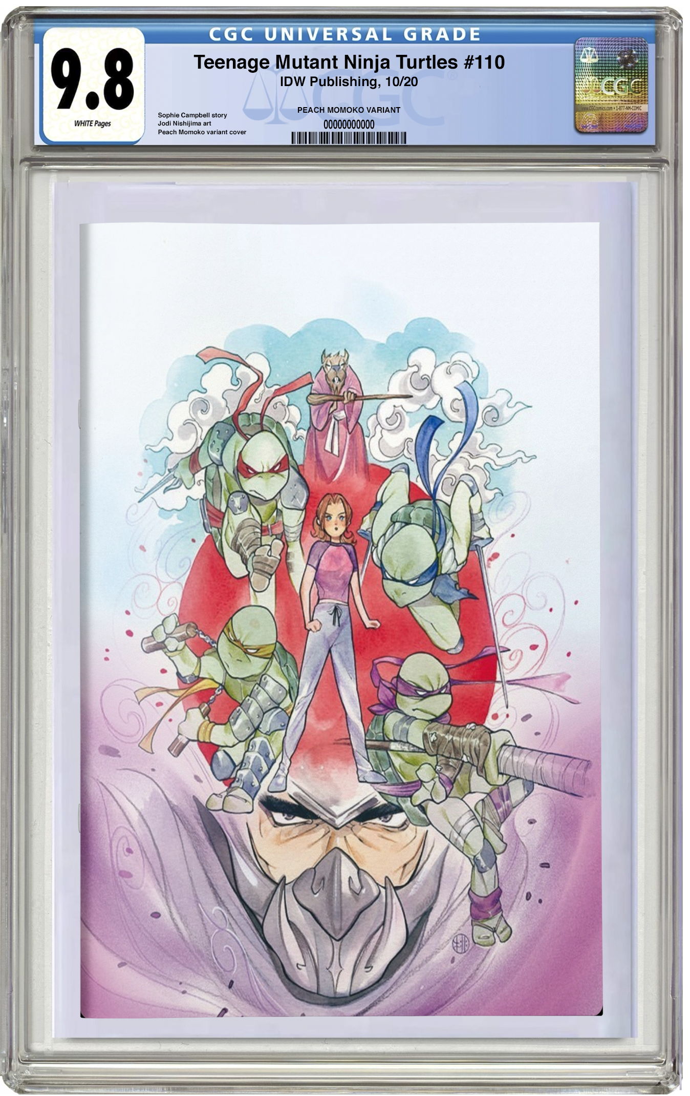 PREORDER: CGC 9.8 TMNT #110 (1st PREVIEW app. of Last Ronin!) Peach Momoko virgin variant