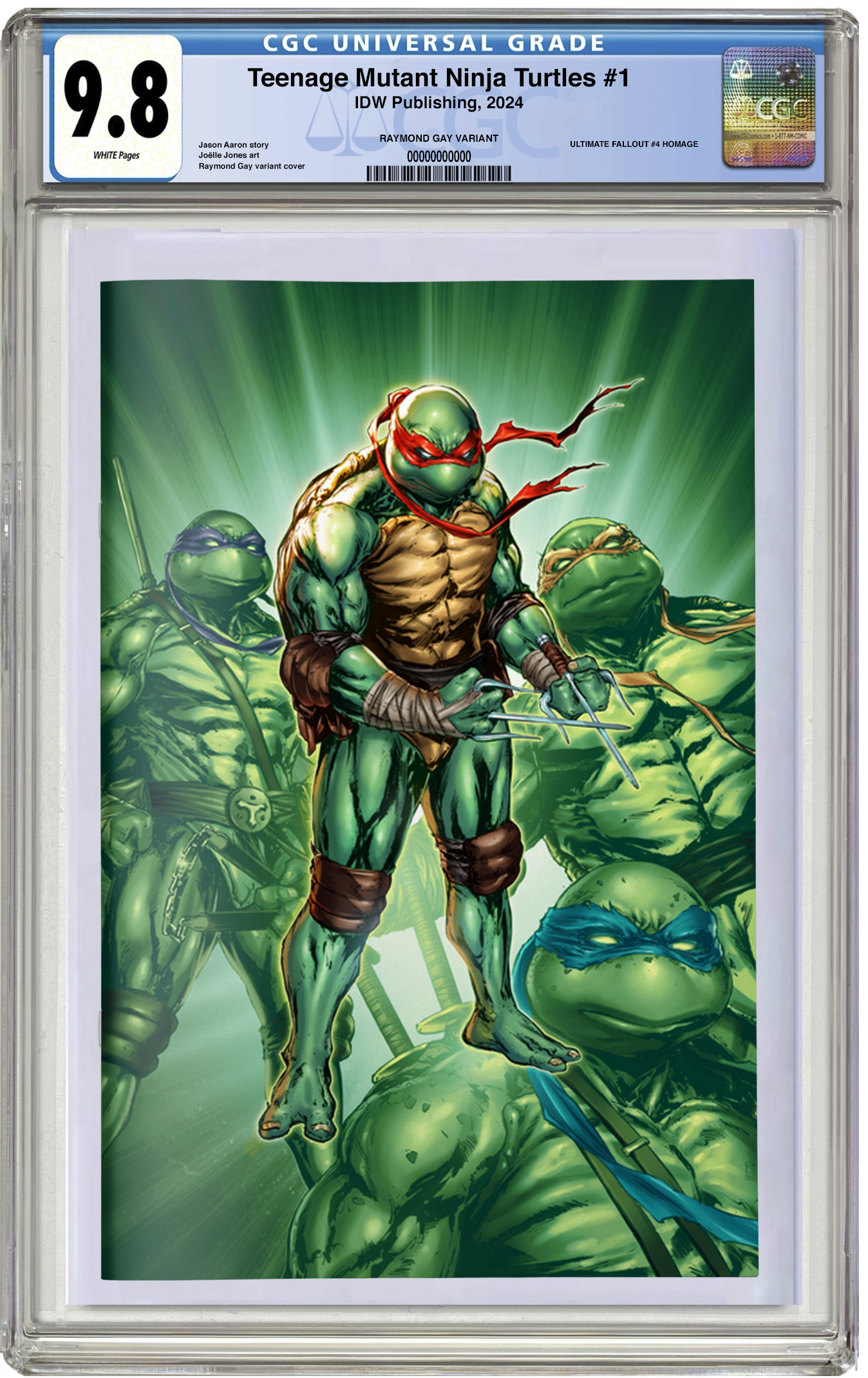 PREORDER: CGC 9.8 TMNT #1 (2024) Ultimate Fallout #4 homage virgin variant